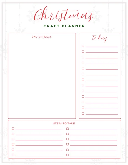 Christmas craft planner from Christmas Planner