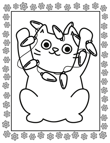 Christmas cat colouring page from Christmas Advent & Activity Book for Kids