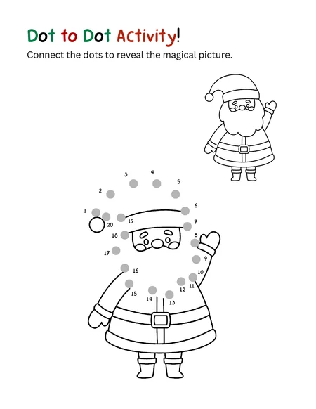 Santa dot-to-dot activity from Christmas Advent & Activity Book for Kids