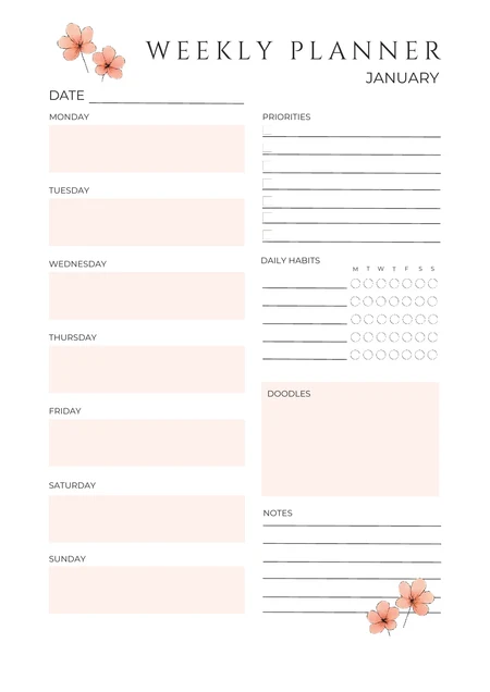 January weekly planner from 2027 Planner