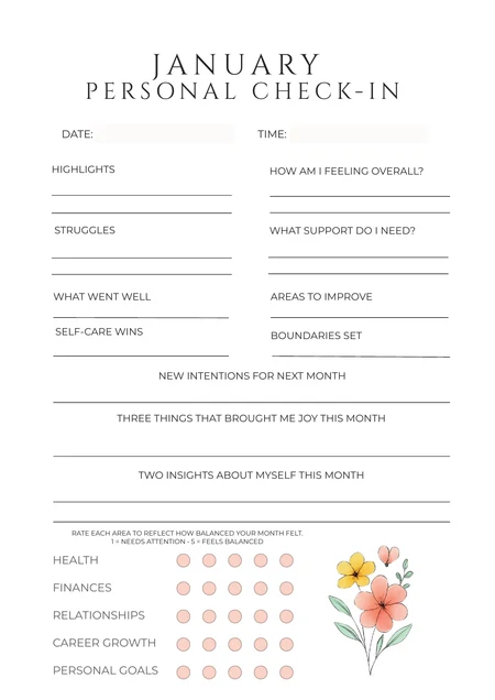 January personal check-in from 2027 Planner