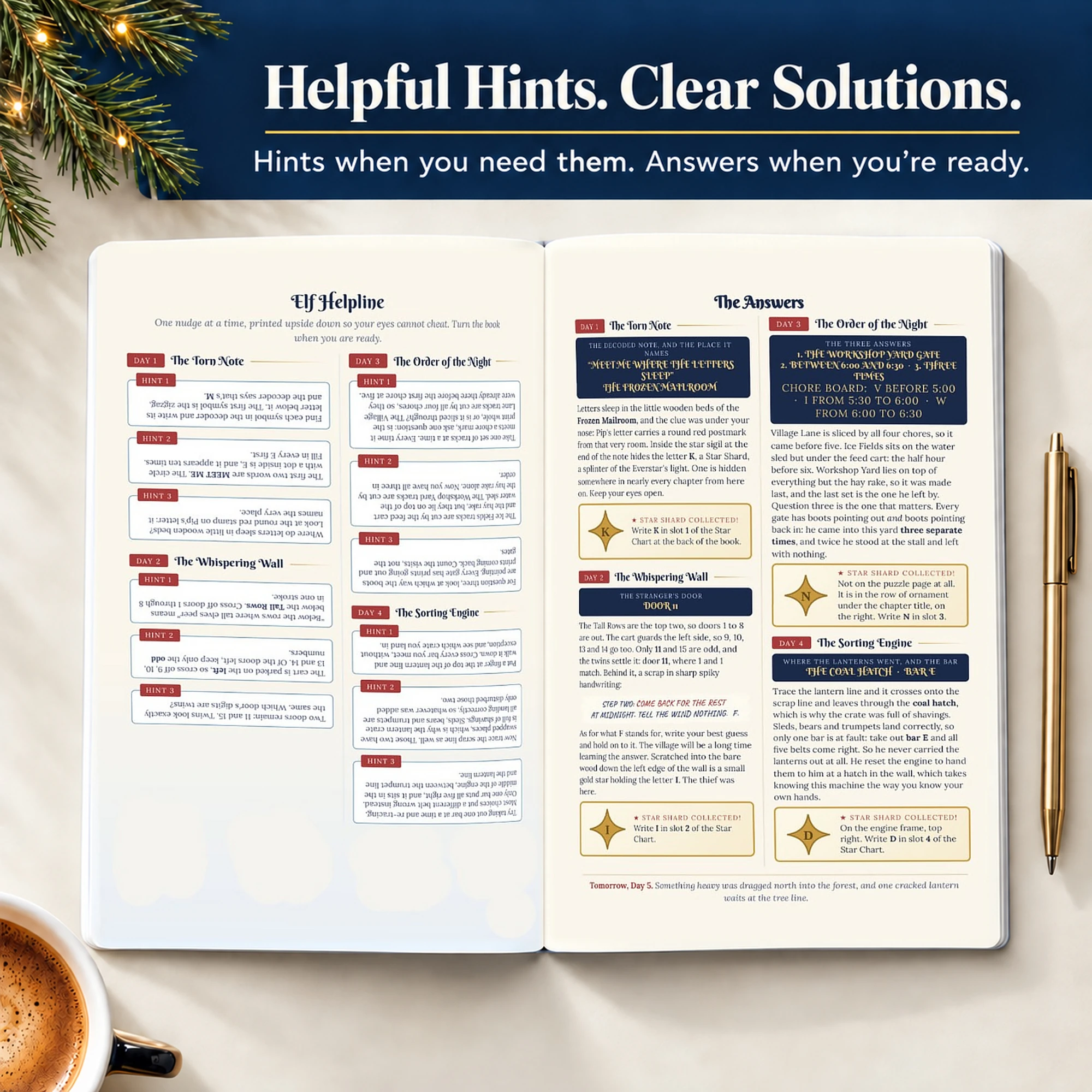 Elf Helpline & answer pages — contains spoilers
